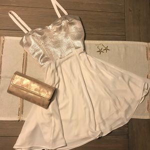White and gold mini dress - size 2